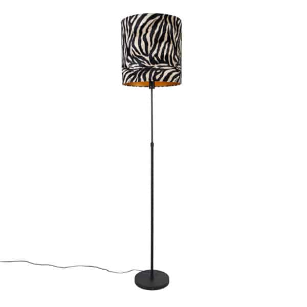 QAZQA Stehlampe schwarzer Schirm Zebra Design 40 cm verstellbar - Parte