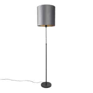 QAZQA Stehlampe schwarz Schirm grau 40 cm verstellbar - Parte