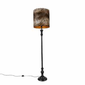 QAZQA Stehlampe schwarz mit Schatten Leopard 40 cm - Classico