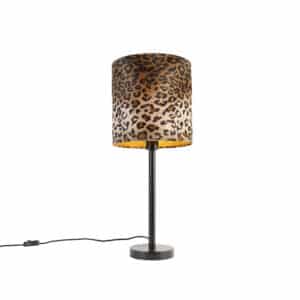 QAZQA Moderne Tischlampe schwarz mit Schirm Leopard 25 cm - Simplo