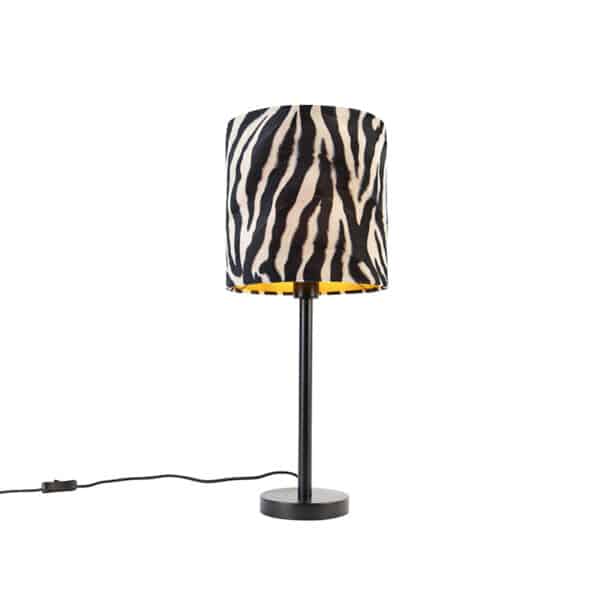 QAZQA Moderne Tischlampe schwarz mit Schirm Zebra 25 cm - Simplo