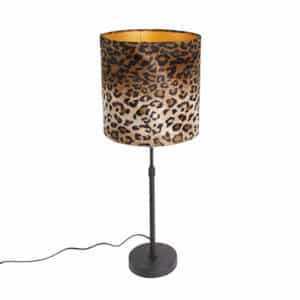 QAZQA Tischlampe schwarzer Samtschirm Leopard Design 25 cm - Parte