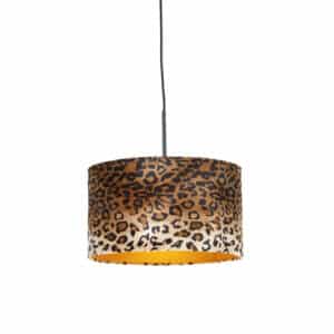 QAZQA Moderne Hängelampe schwarz mit Schatten Leopard 35 cm - Combi