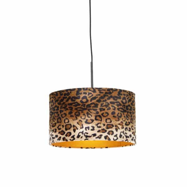 QAZQA Moderne Hängelampe schwarz mit Schatten Leopard 35 cm - Combi