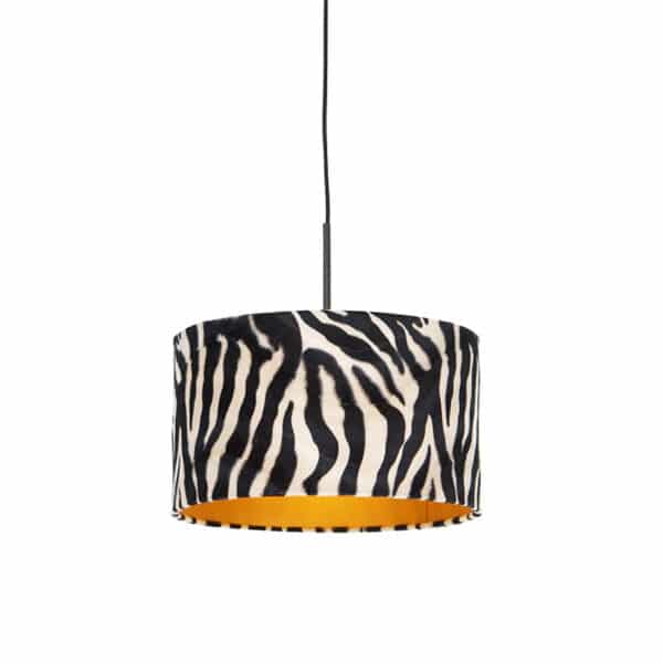 QAZQA Moderne Hängelampe schwarz mit Schatten Zebra 35 cm - Combi