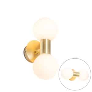 QAZQA Moderne Wandleuchte gold IP44 2-flammig - Cederic