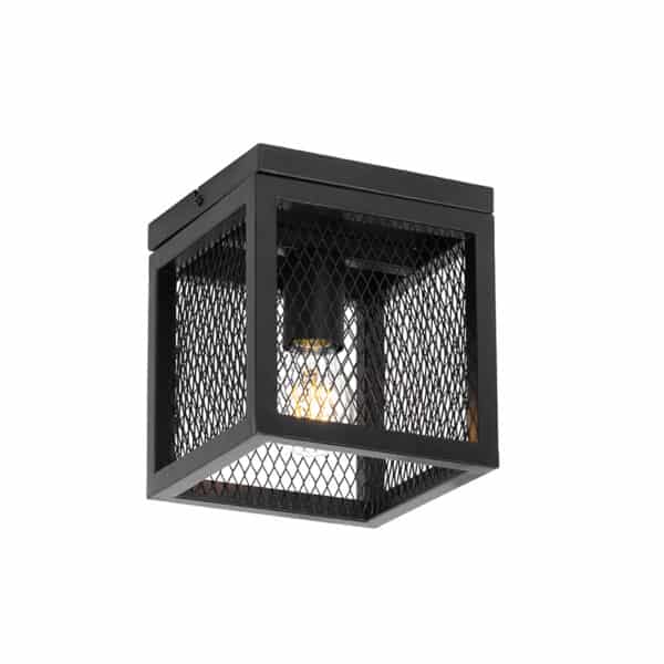 QAZQA Industrielle Deckenlampe schwarz - Cage Mesh