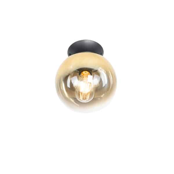 QAZQA Art-Deco-Deckenlampe schwarz mit Goldglas - Pallon