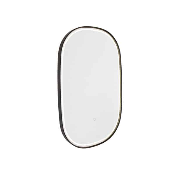 QAZQA Professional Badspiegel schwarz inkl. LED mit Touchdimmer oval - Miral