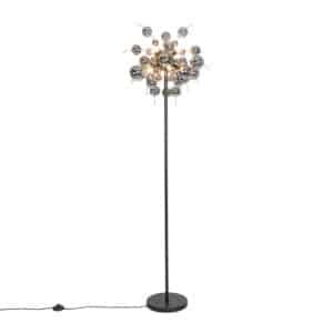 QAZQA Design Stehlampe schwarz mit Rauchglas 8-flammig - Explode