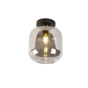 QAZQA Design Deckenlampe schwarz mit gold mit Rauchglas - Zuzanna