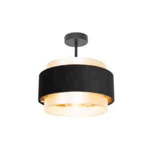 QAZQA Moderne Deckenlampe Schwarz mit Gold - Elif