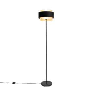 QAZQA Moderne Stehlampe Schwarz mit Gold - Elif