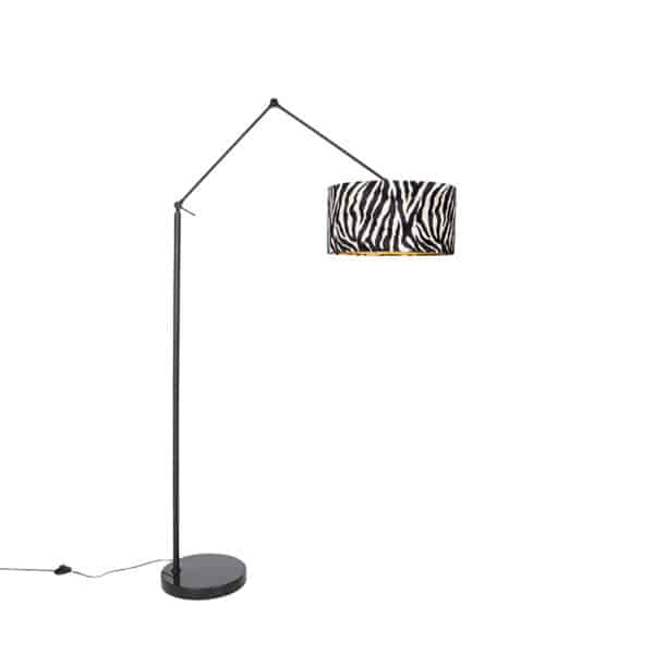 QAZQA Moderne Stehlampe Schwarzer Schirm Zebra Design 50 cm - Editor