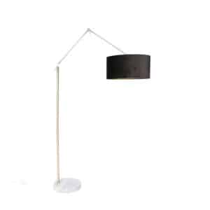 QAZQA Moderne Stehlampe Gold Veloursschirm Schwarz 50 cm - Editor