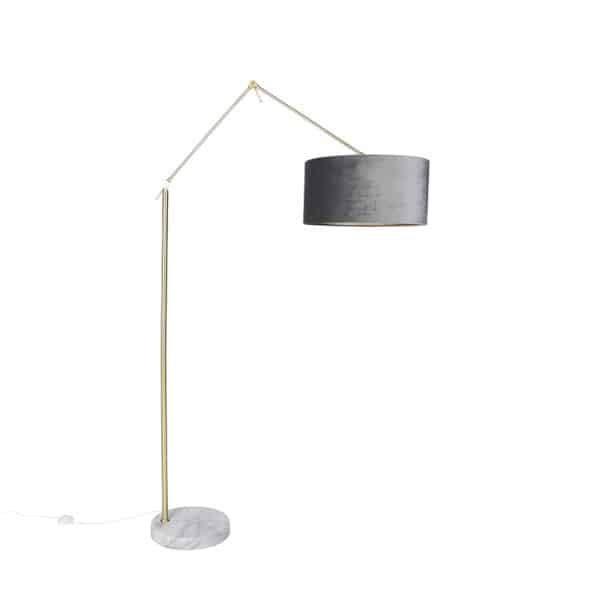 QAZQA Moderne Stehlampe Gold Samtschirm Grau 50 cm - Editor