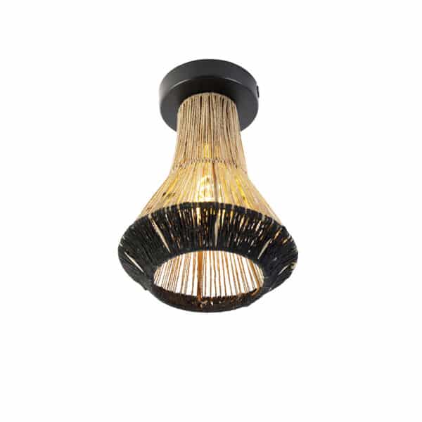 QAZQA Ländliche Deckenlampe schwarz mit Seil 19 cm - Jenthe