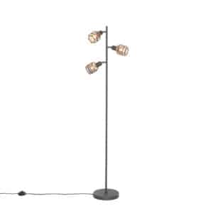 QAZQA Design-Stehlampe Schwarz mit Gold 3-flammig - Noud