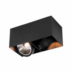 QAZQA Design-Spot schwarz rechteckig AR111 2-flammig - Box