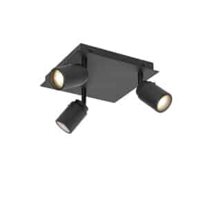 QAZQA Moderner Spot schwarz quadratisch 3-Licht IP44 - Ducha