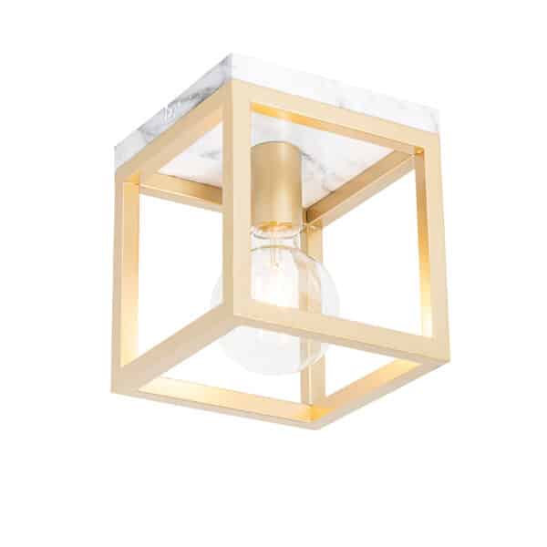 QAZQA Industrielle Deckenlampe Gold mit Marmor - Cage