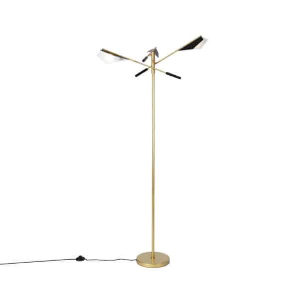 QAZQA Design-Stehlampe Schwarz mit Gold 3-flammig - Sinem