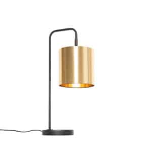 QAZQA Moderne Tischlampe Schwarz mit Gold - Lofty