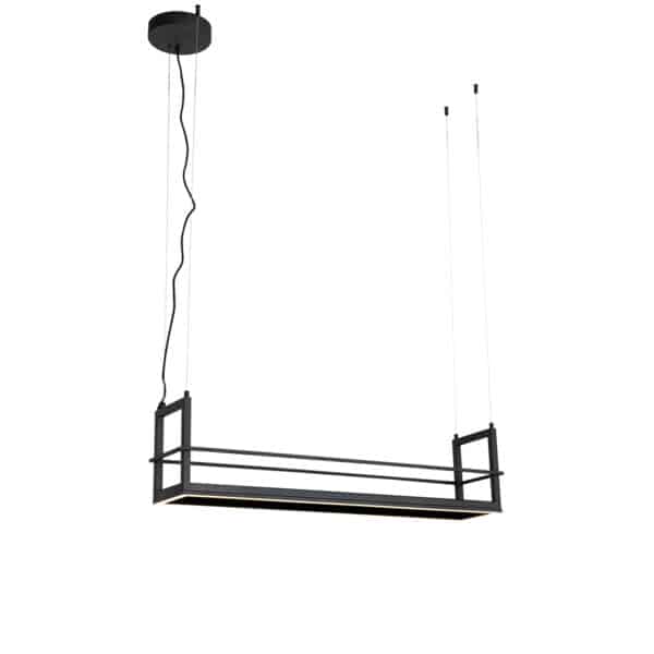 QAZQA Hängelampe schwarz mit Gestell inkl. LED 3-stufig dimmbar - Cage Rack