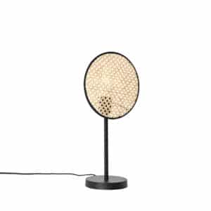 QAZQA Country Tischlampe schwarz mit Rattan 25 cm - Kata