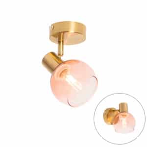 QAZQA Art Deco Strahler Gold mit rosa Glas - Vidro