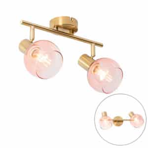 QAZQA Art Deco Spot Gold mit rosa Glas 2 Lichter - Vidro