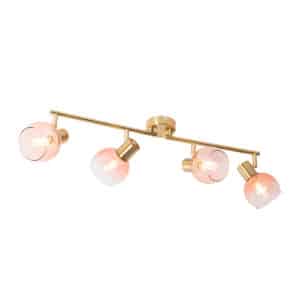 QAZQA Art Deco Spot Gold mit rosa Glas 4-flammig - Vidro