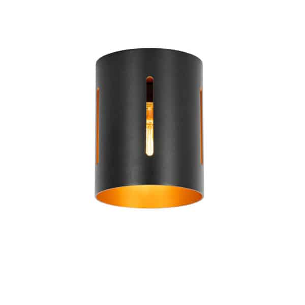 QAZQA Design-Deckenlampe schwarz mit goldenem Interieur - Yana