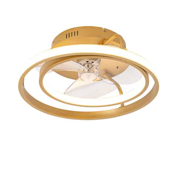 QAZQA Deckenventilator Gold inkl. LED mit Fernbedienung - Kees