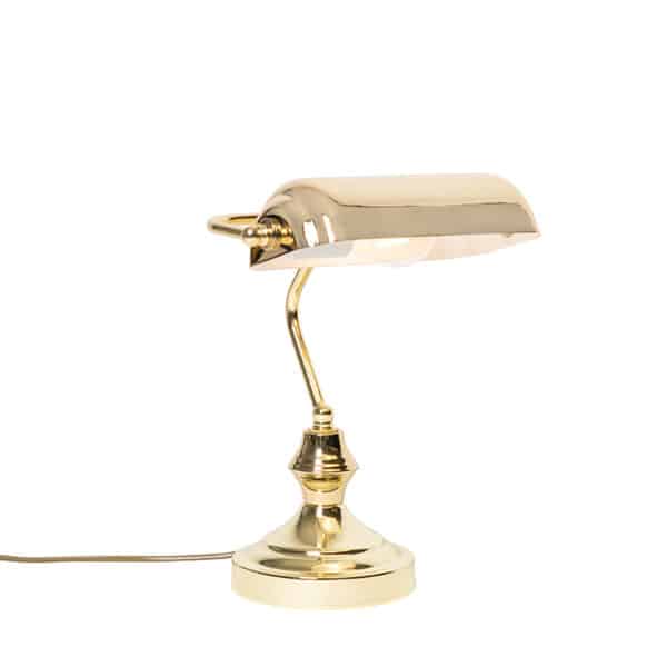 QAZQA Klassische Tischlampe/Notarlampe Messing - Banker