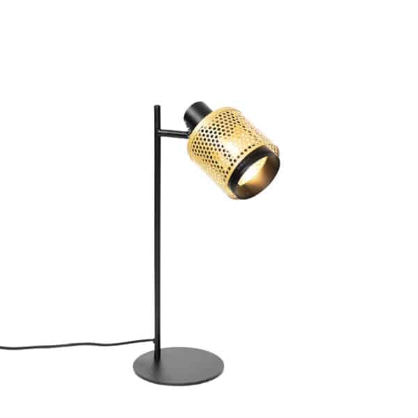 QAZQA Industrielle Tischlampe schwarz mit Gold - Kayden