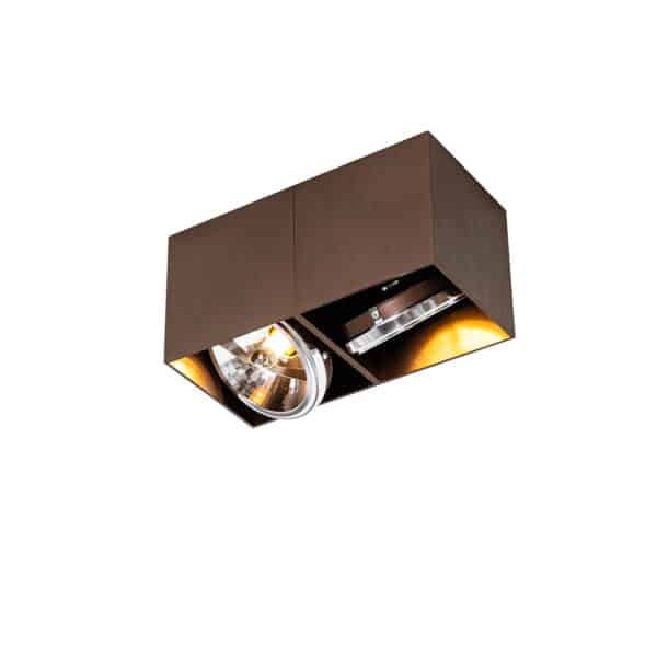 QAZQA Design-Spot dunkelbronze rechteckig 2-flammig - Box