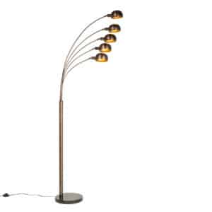 QAZQA Design-Stehlampe dunkelbronze mit goldenen 5 Lichtern - Sixties Marmo