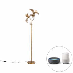 QAZQA Smarte Stehlampe Gold 2-flammig inkl. Wifi G95 - Botanica