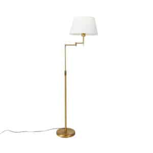 QAZQA Smarte Stehlampe Bronze mit weißem Schirm inkl. Wifi A60 - Ladas Deluxe