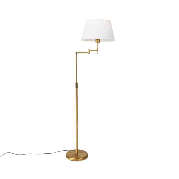 QAZQA Smarte Stehlampe Bronze mit weißem Schirm inkl. Wifi A60 - Ladas Deluxe