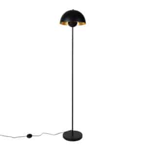 QAZQA Smarte Stehlampe Schwarz mit Gold inkl. Wifi A60 - Magnax