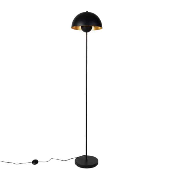 QAZQA Smarte Stehlampe Schwarz mit Gold inkl. Wifi A60 - Magnax