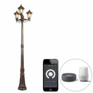 QAZQA Smarte Outdoor-Laterne Gold 3-flammig inkl. WLAN ST64 - New Haven