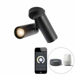 QAZQA Smart Spot Schwarz 2-Licht inkl. Wifi GU10 - Scopio Honey