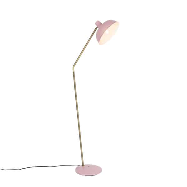 QAZQA Retro-Stehlampe rosa mit Bronze - Milou