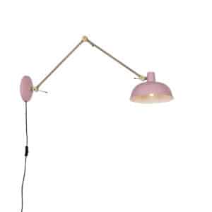 QAZQA Retro-Wandleuchte rosa mit Bronze - Milou