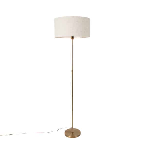 QAZQA Stehlampe verstellbar bronze mit Schirm hellgrau 50 cm - Parte