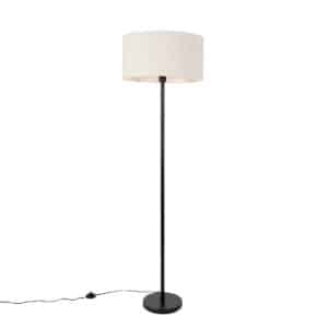 QAZQA Stehlampe schwarz mit Schirm hellgrau 50 cm - Simplo