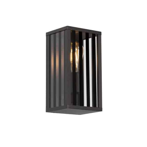 QAZQA Moderne Außenwandleuchte schwarz mit Rauchglas 26 cm IP44 - Dijon